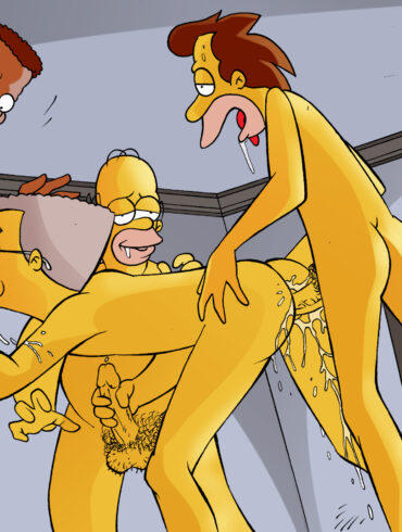Your fav cartoon guys in a black-on-yellow gay orgy