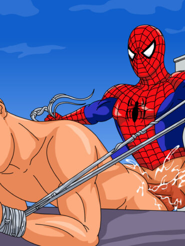 Porn-obsessed Spiderman punishes with forced gay sex